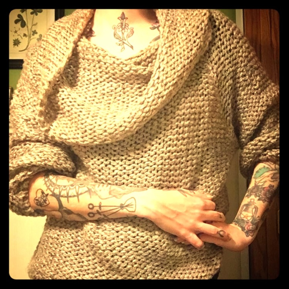 chunky knit cowl sweater